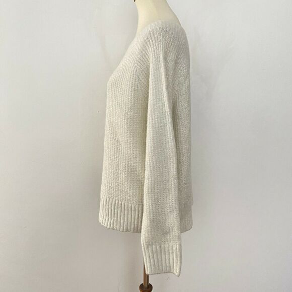 Chelsea28 Womens Rib Metallic Sweater Ballet Neck Long Sleeves Ivory M Medium - Picture 5 of 8